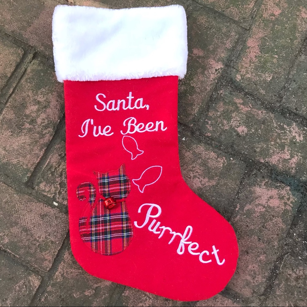 Christmas stocking for pet with bell plaid